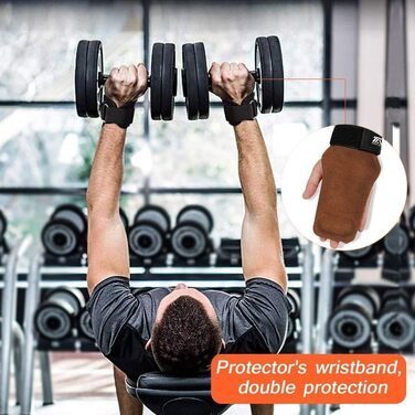 ТAVIEW Преміум фітнес-напульчники для підйому штанги – підтримка хвату, альтернатива рукавичкам, для силових тренувань, кросфіту, підтягувань, станової тяги, коричневі
