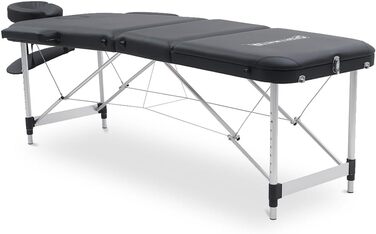 Масажний стіл SPORTINATOR Premium 3-зонний, 4 см м'яка оббивка, регульована висота, навантаження до 180 кг, чорний