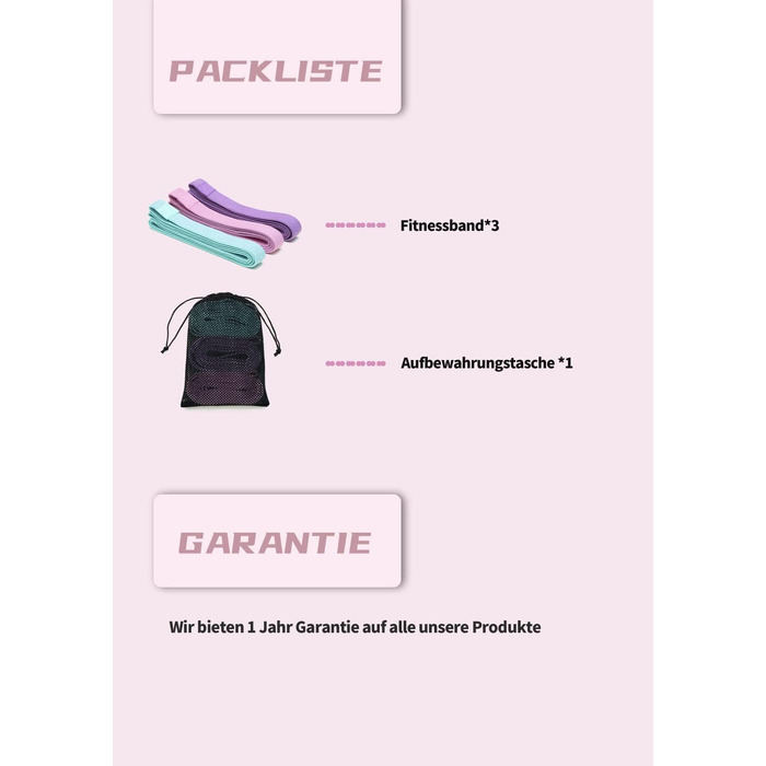 Фітнес-гумки для фітнесу, пілатесу та йоги, набір 3 шт. з різним опором, антиковзні, для силових тренувань, фітнес, зелений, рожевий, фіолетовий