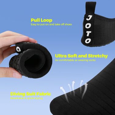 Водні черевики JOTO для жінок, чоловіків та дітей, унісекс. Швидка сушка, пляжні черевики, аквашузи, плавальні черевики, серфінги, босі черевики. Розмір 38/39 EU, чорний колір