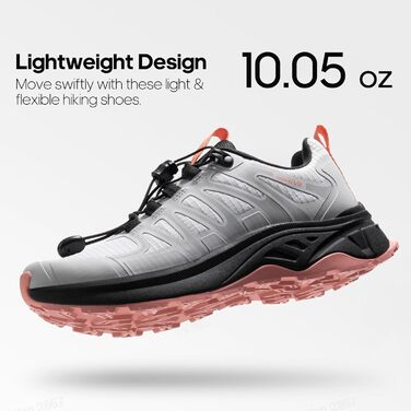 Жіночі трекінгові черевики NORTIV 8 з швидкою шнурівкою - легкі туристичні черевики для кемпінгу та відпочинку (37 EU, сірий, рожевий)