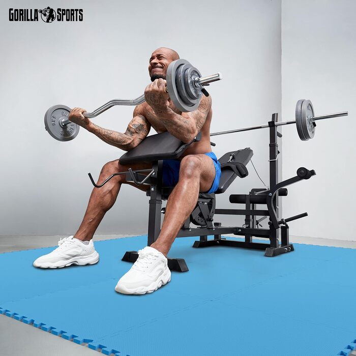 Набір захисних пазл-матів для підлоги GORILLA SPORTS, EVA піна, 60x60x1.2 см, 16 шт (5.76 м²), протиковзні килимки для фітнесу та тренувань, синій