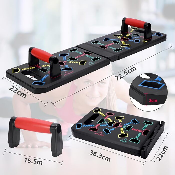 GLKEBY Тренажер для віджимань Push-Up Rack Board 15-в-1, складаний, багатофункціональний, для дому, фітнесу, портативний, регульований, з квадратною ручкою