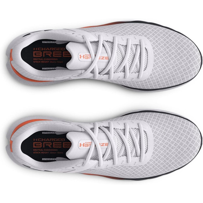 Чоловічі бігові кросівки Under Armour Charged Breeze (45 EU, білий, помаранчевий, чорний)