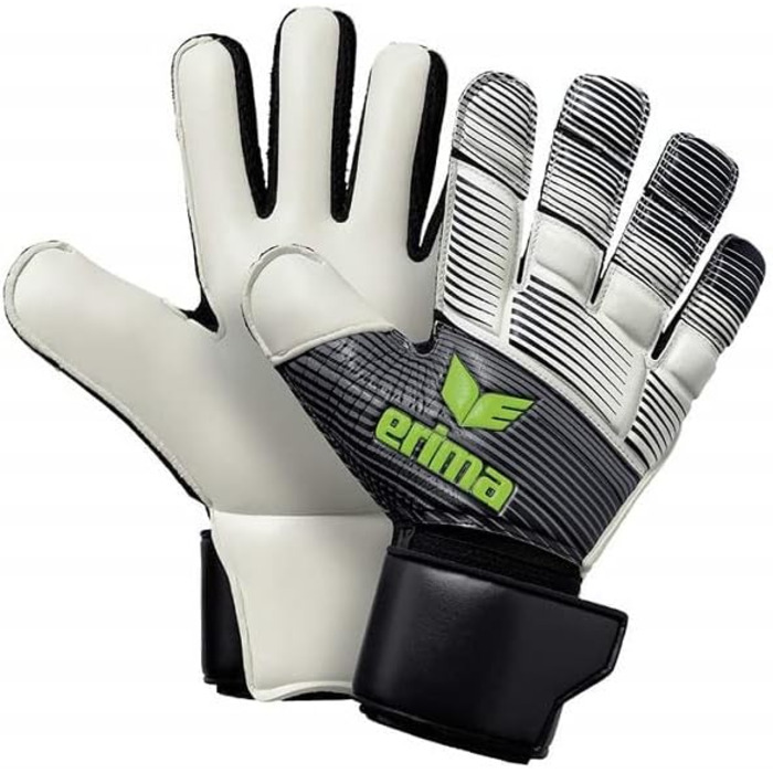 Воротарські рукавички Erima Skinator Hybrid Match 11 чорні/білі/зелені, футбольні, преміум-якість