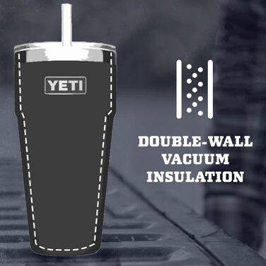 Термокружка YETI Rambler з трубочкою, нержавіюча сталь, ізольована, Charcoal, 769 мл