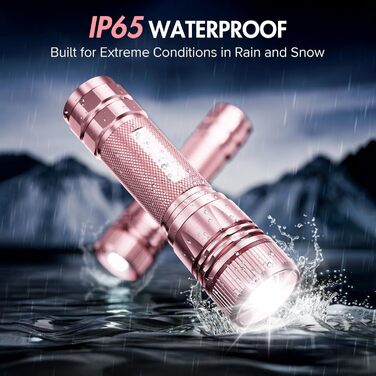 Ліхтарик LED BUCASA, 2000 люмен, 3 режими, 2 шт. Зоомирующийся, водонепроникний, для кемпінгу та туризму (рожевий)