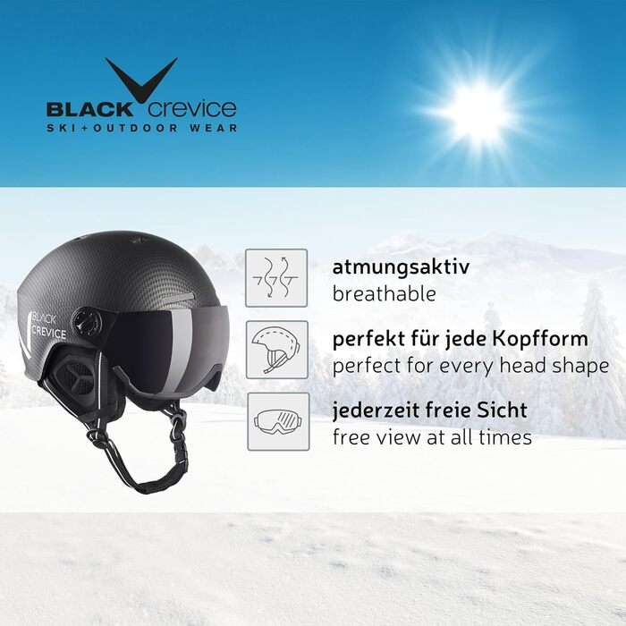 Гірськолижний шолом Black Crevice Kaprun з візором, у стилі пілота, для чоловіків і жінок, унісекс, дихаючий, регульований розмір