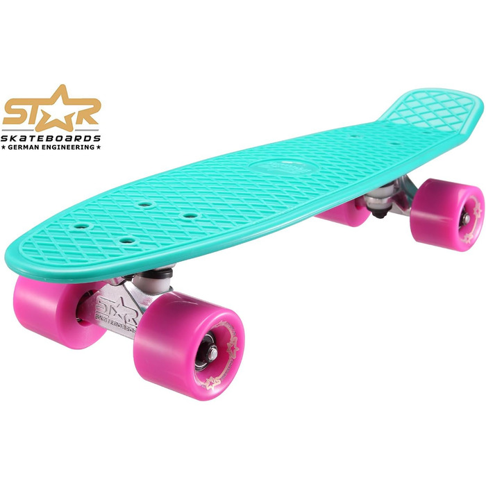 Скейтборд BIKESTAR Vintage Retro Cruiser 60 мм для дітей та дорослих, зелено-чорний, для початківців від 6 років