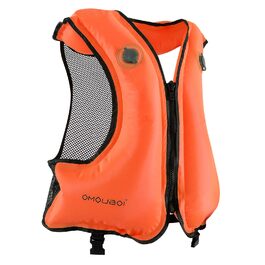 Надувна рятувальна жилетка для дорослих, до 100 кг та 150-200 см, регульована двокамерна, висока видимість для каяку, SUP, серфінгу, дайвінгу (відповідно до стандарту ЄС) Помаранчевого кольору