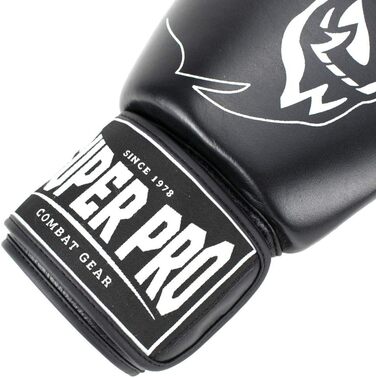 Боксерські рукавички Super Pro Warrior для дорослих, унісекс, чорні/білі, 10 унцій