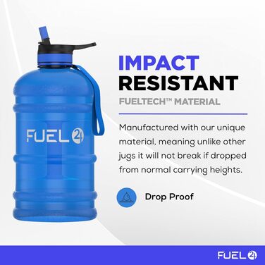 Спортивна пляшка для води Fuel24 Jug 2,2 л з трубочкою та кришкою, BPA-free, посилений гнучкий матеріал, велика ємність для залу та спорту