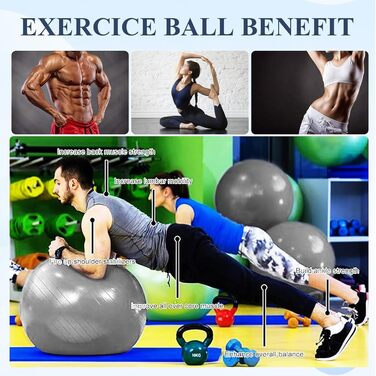 Фітбол Flintronic 55/65 см з насосом, для йоги, фітнесу, вагітності, анти-burst, товстий