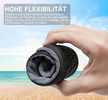 Водні шкарпетки для плавання та відпочинку на пляжі - чоловічі та жіночі (40 EU, смужки сірого кольору)