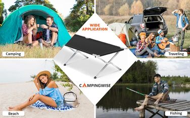 Кемпінгове ліжко Campingwise | Складне з сумкою для перенесення | 190x64x43 см
