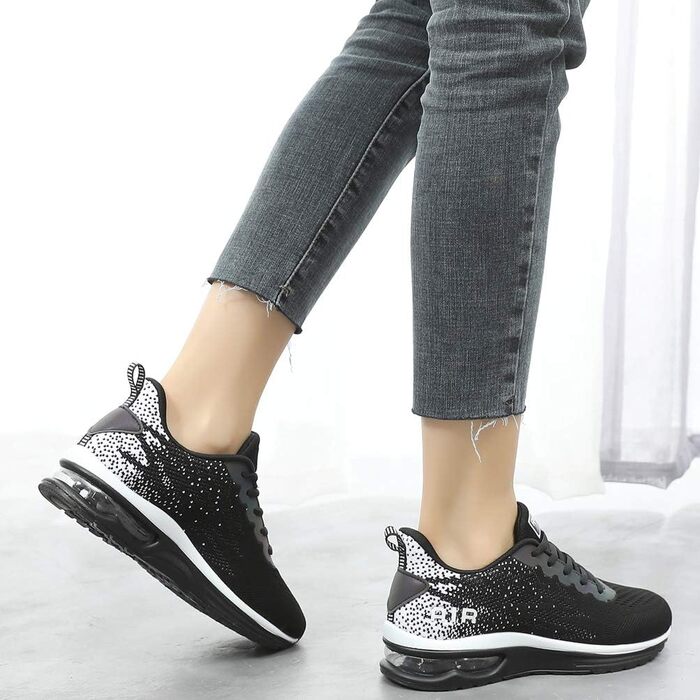 AFFINEST Легкі кросівки для бігу та спорту жіночі, чорні, сітка, антиковзаюча підошва, амортизація, розмір 42 EU