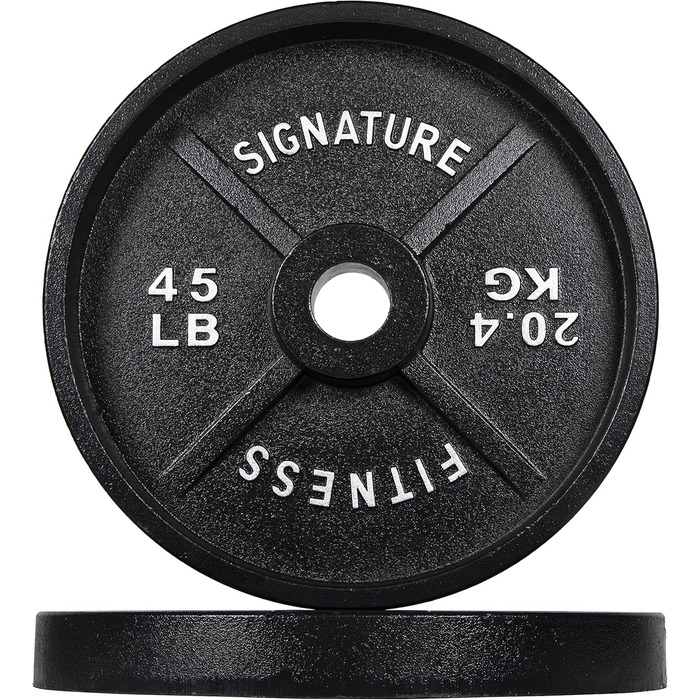 Олімпійський диск Signature Fitness, чавунний, 20,4 кг, 51 мм, з електронним покриттям