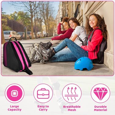 Сумка для роликів Flintronic, для дітей, рожева: містка, з регульованим плечовим ременем