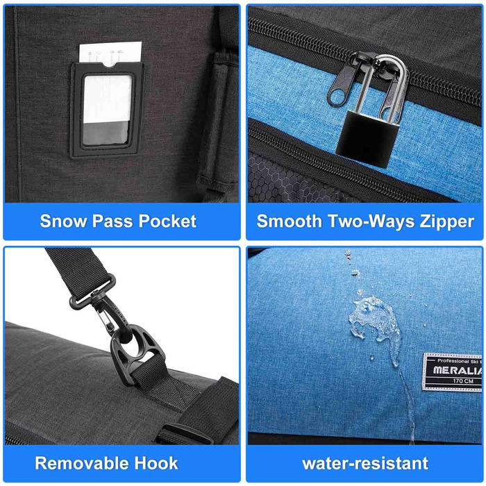 Чохол для сноуборду на колесах, валіза для сноуборду та чоботи, 160 см, блакитний