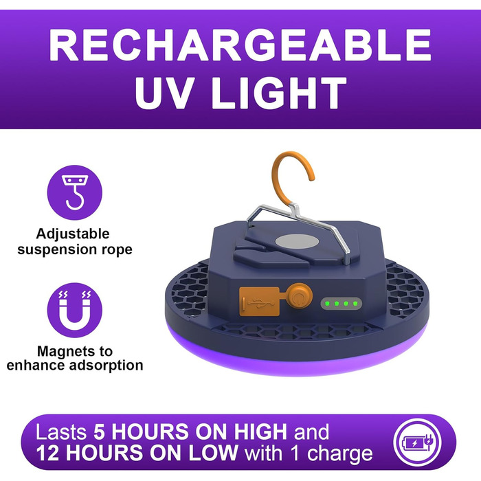 Ліхтар кемпінговий LED 2000 люмен з Powerbank 9900mAh, налобний, з гачком, для кемпінгу, туризму, надзвичайних ситуацій (30W(UV))