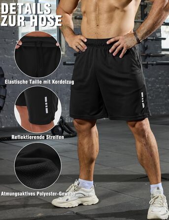 Шорти спортивні чоловічі літні швидка сушка. Короткі шорти для бігу, залу, баскетболу, джогінгу з кишенями. Чорний/Чорний/Темно-сірий/Морська хвиля/Світло-сірий