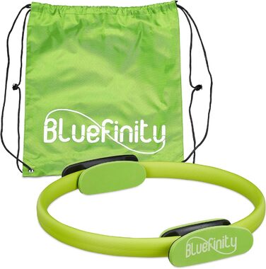 Пілатес кільце Bluefinity 4 шт, Ø37 см, склопластик, подвійна ручка, м'які накладки, зелений, фітнес йога, з вправами