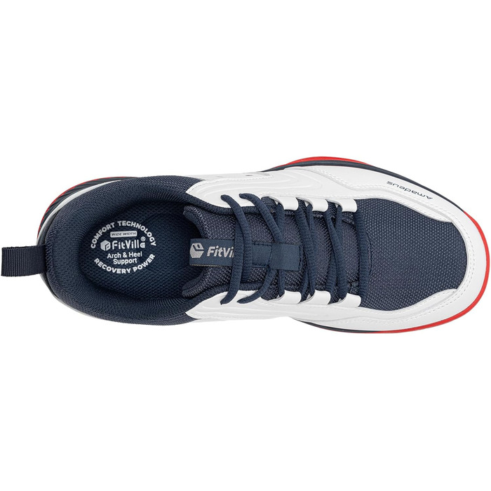 Тенісні кросівки FitVille для чоловіків, широкі, спортивні, дихаючі, для бадмінтону, фітнесу, зручні, снікерси, розмір 40-49, темно-синій, білий, X-широкі
