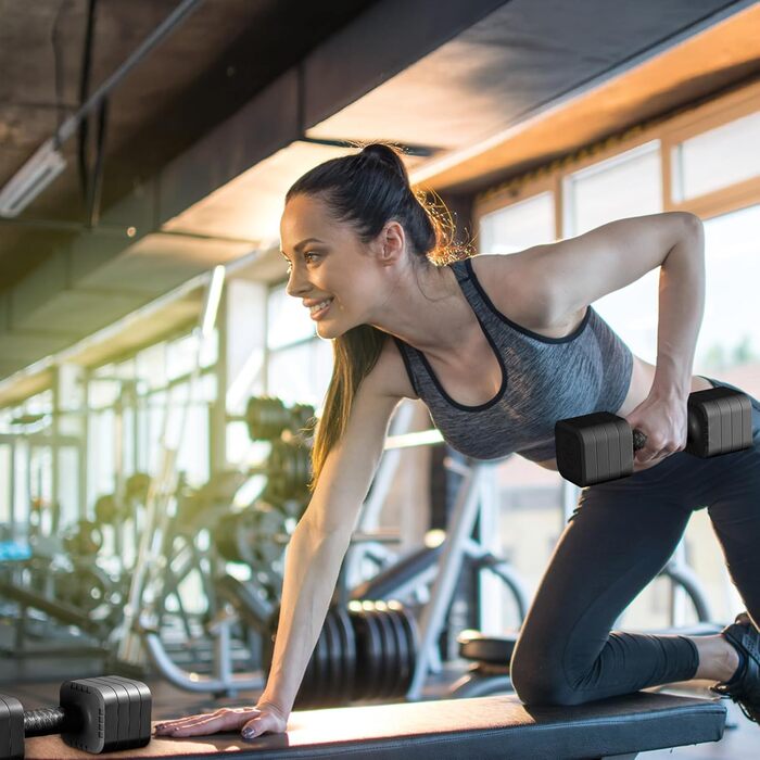 Набір гантелей Dripex регульовані 5 кг x2 або 2,5 кг x2, 6 швидкознімних дисків 0,5 кг/0,25 кг, чорний