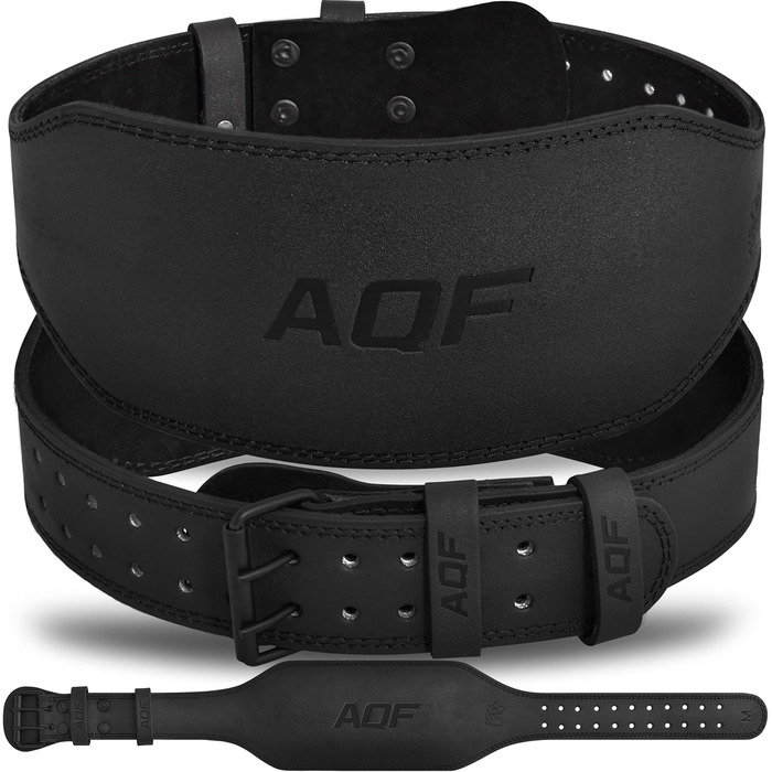 Шкіряний пояс для важкої атлетики AQF, 6 дюймів, з підтримкою попереку, матовий чорний, розмір L (32-36''), для бодібілдингу та фітнесу
