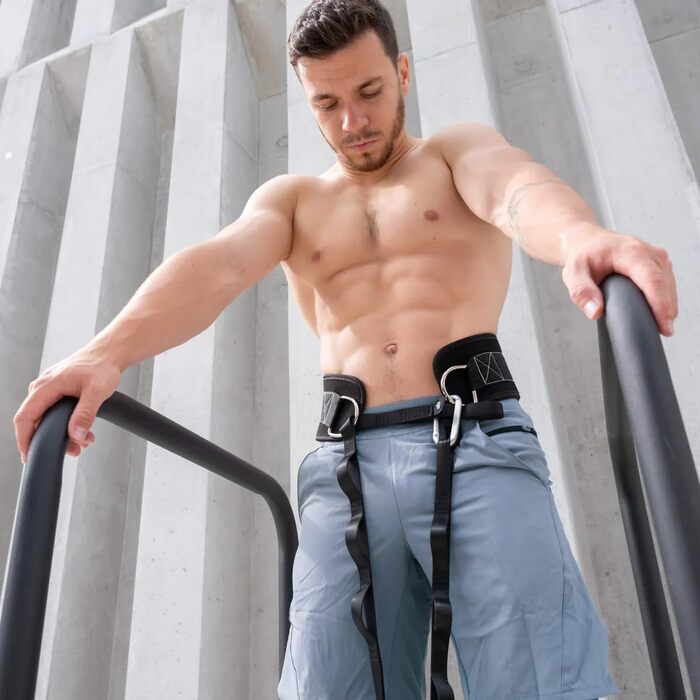 Пояс для калістеніки Dip з металевим ланцюгом або нейлоновою мотузкою, 2 карабіни, вантажний пояс, обладнання для підтягувань та віджимань, пояс для бодібілдингу, силових тренувань, кросфіту з мотузкою