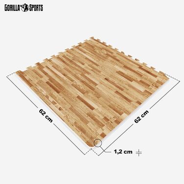 GORILLA SPORTS® Захисні мати EVA, 6 шт, 60x60x1,2 см, протиковзкі, для фітнесу, підлоги, басейну, пазлові, з 12 краями, вибір кольору