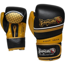 Боксерські рукавички DRAGON DO Comfort Boxhandschuhe 30099 з натуральної шкіри для муай-тай, кікбоксингу, ММА, чоловічі та жіночі, чорні, розміри 8, 10, 12, 14, 16 oz