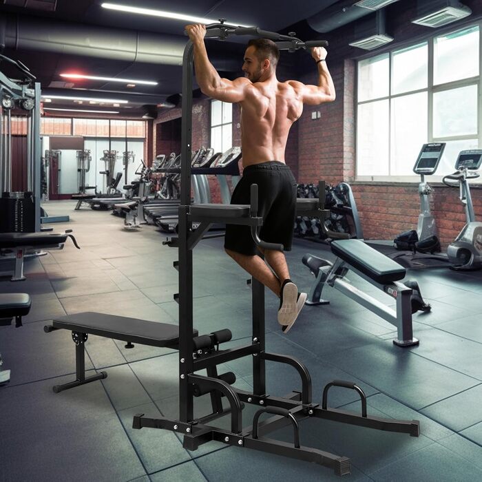 GYMFLEX Стійка для віджимань та підтягувань, мультифункціональний тренажер для дому, для калістеніки та силових тренувань, регульована висота 154-207 см, сумісна з лавою для жиму