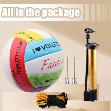 Волейбольний м'яч Fantecia, розмір 5, з насосом. Водонепроникний м'яч для пляжного волейболу, для гри в приміщенні та на вулиці, багато кольорів