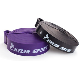 Еластичні фітнес-стрічки KYLIN SPORT для тренувань, йоги, пілатесу та підтягувань, комплект 2 шт. (чорна + фіолетова), підтримка при кросфіті та гімнастиці