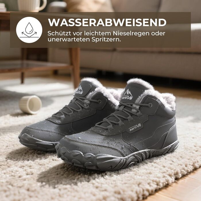 NORTIV 8 Чоловічі теплі зимові черевики, зручні зимові чоботи для дому (39 EU, сірий)