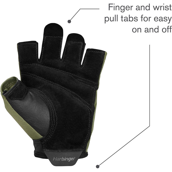 Рукавиці Harbinger Power Gloves 2.0 для важкої атлетики, тренувань, фітнесу та занять у спортзалі, зелені, розмір XL