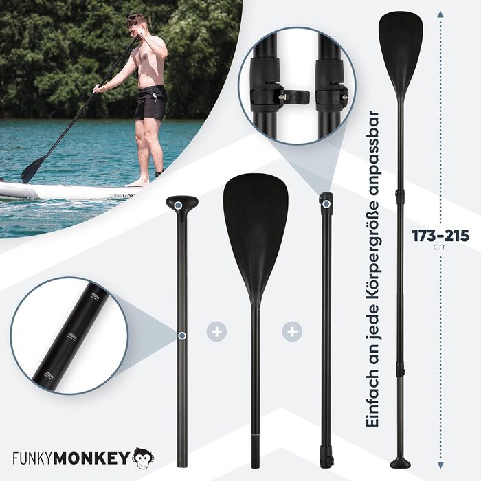 Надувний SUP Board Funky Monkey® | 335x84x15 см | Комплект з веслом, насосом та водонепроникним мішком | Для початківців та професіоналів