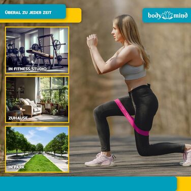 Еластичні стрічки для фітнесу Body & Mind® 5 шт. - набір стрічок для силових тренувань, йоги, пілатесу та фітнесу; 100% латекс (рожевий)