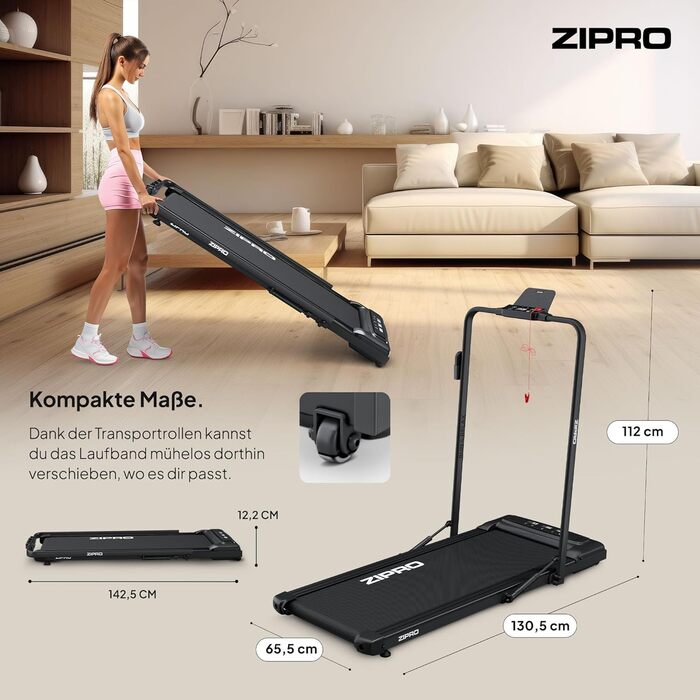 Біговий доріжка ZIPRO Newlite Klappbar: складаний, 1-10 км/год, до 110 кг, LED-дисплей