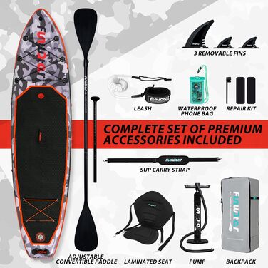 Надувний SUP Борд FunWater 10'10' - комплект з аксесуарами (чорний/зелений)