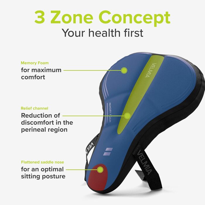 Покриття для велосипедного сидіння VELMIA з Memory Foam - м'яке, ергономічне, для жінок та чоловіків, підходить для трекінгу