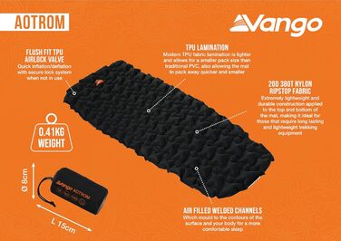 Надувний килимок для кемпінгу Vango Aotrom Anthracite Black
