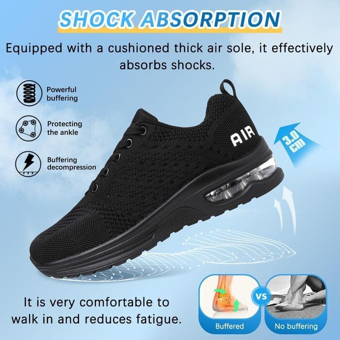 Жіночі кросівки для бігу та фітнесу: зручні, дихаючі, з амортизацією, чорно-білі (39 EU)