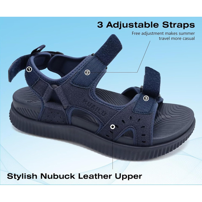 Чоловічі сандалі KuaiLu для трекінгу та відпочинку, ортопедичні, сині, розмір 42 EU