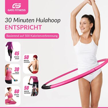 Хула-хуп обруч GATE FITNESS для дорослих та дітей | 1.2-2 кг | 6-8 сегментів | Фітнес-обруч з піною Pink-Schwarz