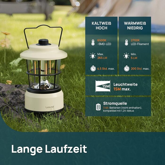 LED кемпінговий ліхтар Linkind: регульована яскравість, 2 кольори, акумулятор, 200 годин роботи, IPX4, для кемпінгу, намету, туризму (2 шт.)