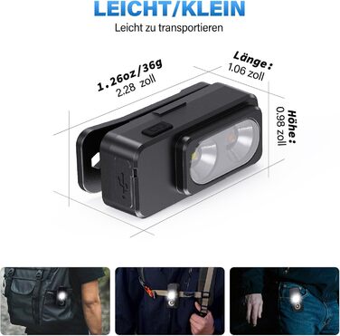 LED налобний ліхтар Sidark з акумулятором, 2 шт. - 8 режимів, сенсор, водонепроникність IPX7, магнітний, для кемпінгу та активного відпочинку