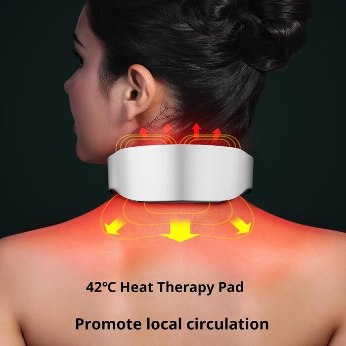 Масажер для шиї 11-в-1 з підігрівом, портативний, 9 рівнів інтенсивності, електричний, для дому, офісу, подорожей
