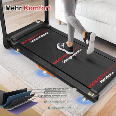 Бігова доріжка для дому Klappbares Laufband з нахилом 8%, швидкість до 14 км/год, потужність 3.0 л.с., LED-дисплей, Bluetooth, до 120 кг (Чорна, 124x64x107 см)